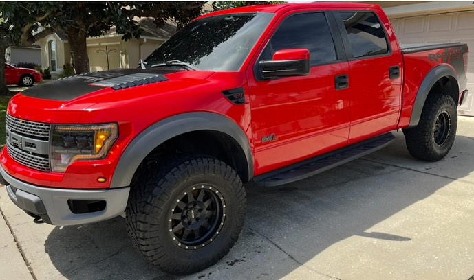 Red truck after detailing service